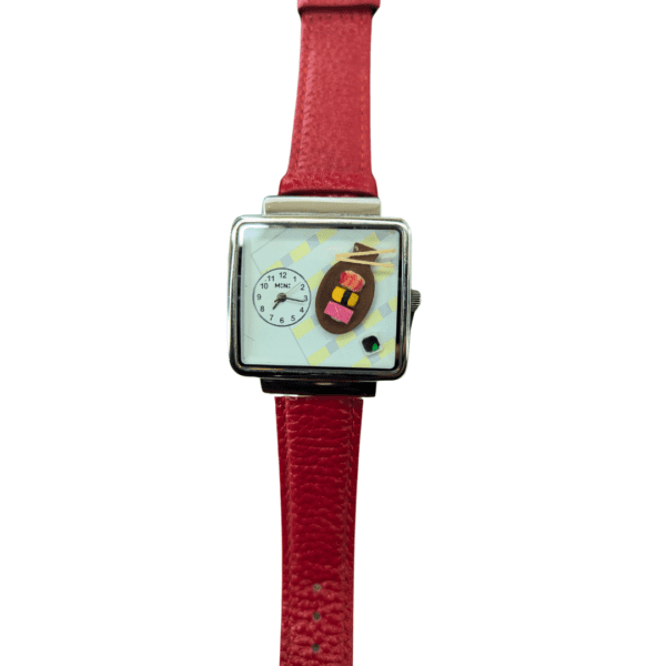 Detailed Image of the Dial of the Minimalist Red Leather Watch