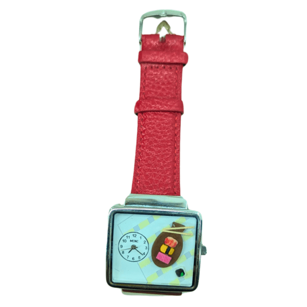 Stylish Red Leather Strap Watch with Minimalist Timekeeping Design