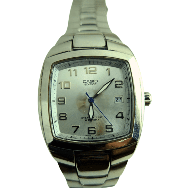 Vintage Casio Edifice Square Watch with silver-tone dial